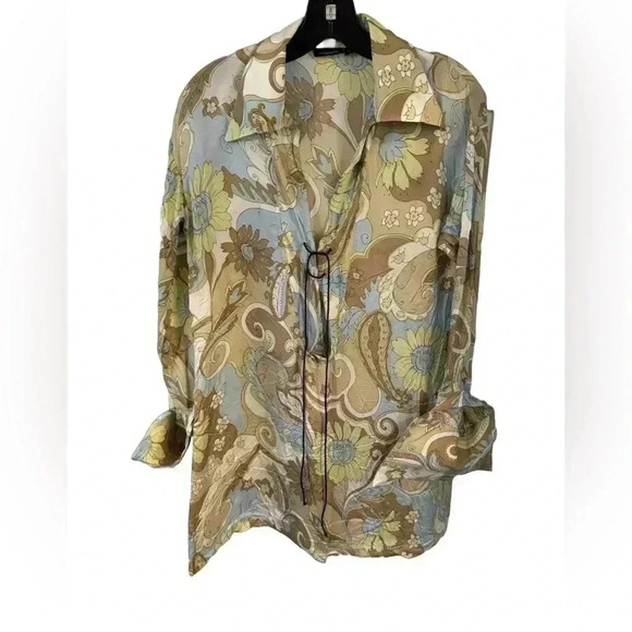 J. Lindeberg Stockholm women’s floral laced up front collar shirt sz EU 36 US S - Picture 1 of 10